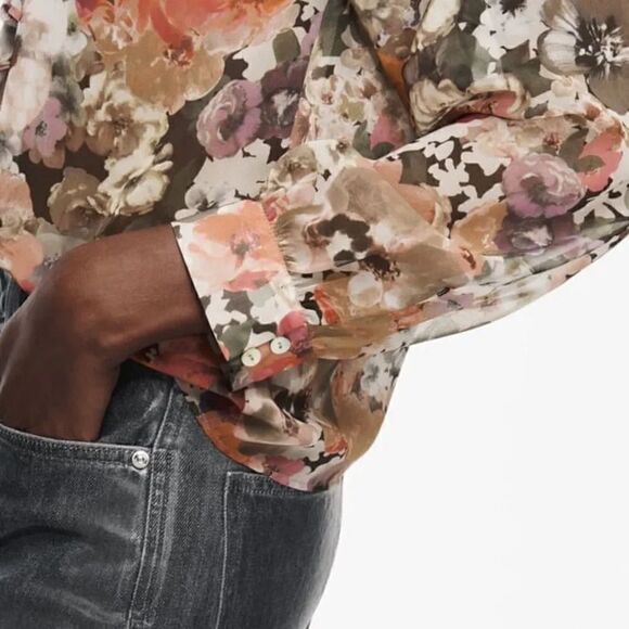 ZARA FLORAL PRINT SHIRT - Picture 6 of 9